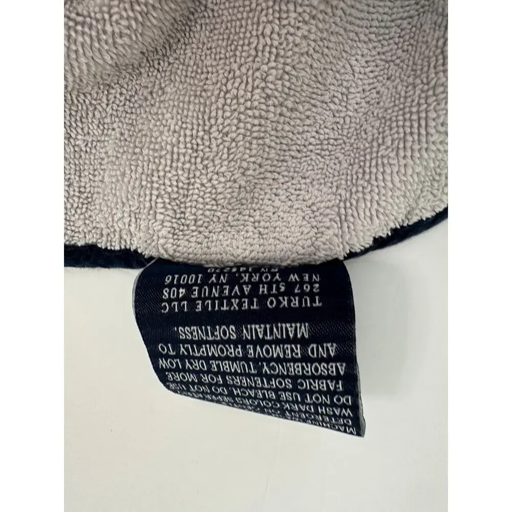 Brooks Brothers Navy Gray Contrast Piping Hand Towel Embroidered Logo 2 PCS